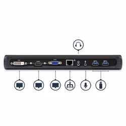 StarTech.com Dual-Monitor USB 3.0 Docking Station with HDMI & DVI/VGA~Dual Monitor USB 3.0 Laptop Docking Station with HDMI/DVI/VGA, 3x USB-A Hub, GbE, Audio, Universal Type-A Dock for Windows/macOS/ChromeOS - TAA Compliant - Additional view 4