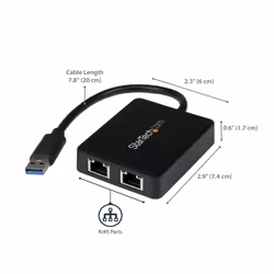 StarTech.com USB 3.0 to Dual Port Gigabit Ethernet Adapter NIC w/ USB Port - Additional view 8
