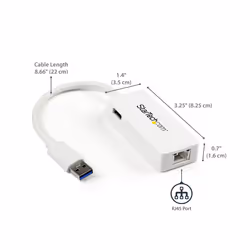 StarTech.com USB 3.0 to Gigabit Ethernet Adapter NIC w/ USB Port - White - Additional view 7
