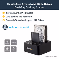 StarTech.com Dual Bay Hard Drive Duplicator, Standalone USB 3.0 (5 Gbps) / eSATA to 2.5/3.5" SATA III HDD/SSD Cloner/Copier, Hard Drive Docking Station, Hard Disk Cloner - Additional view 6