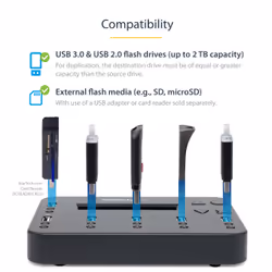 StarTech.com Standalone 1 to 5 USB Thumb Drive Duplicator and Eraser, Multiple USB Flash Drive Copier, System and File and Whole-Drive Copy at1.5 GB/min, Single and 3-Pass Erase, LCD Display - Additional view 6