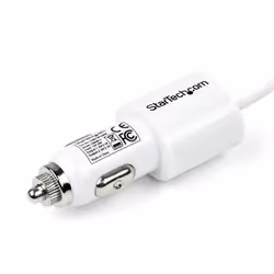 StarTech.com Dual-Port Car Charger - USB with Built-in Lightning Cable - White