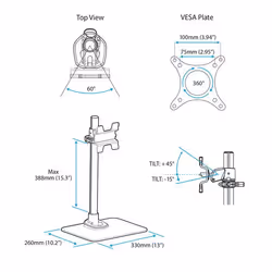 StarTech.com Single Monitor Stand - Adjustable - Steel - Silver - Additional view 6