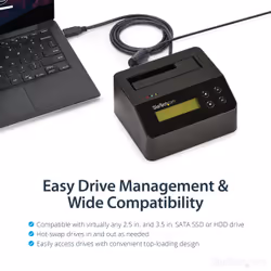 StarTech.com Single Bay Hard Drive Eraser, Standalone HDD/SSD Sanitizer, USB 3.0 to SATA II (3 Gbps), 9 Erase Modes, LCD Display, Secure Erase Hard Disk Sanitizer Dock, DB-9 Printer Port, TAA Compliant - Additional view 5