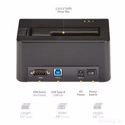 StarTech.com Single Bay Hard Drive Eraser, Standalone HDD/SSD Sanitizer, USB 3.0 to SATA II (3 Gbps), 9 Erase Modes, LCD Display, Secure Erase Hard Disk Sanitizer Dock, DB-9 Printer Port, TAA Compliant - Additional view 6