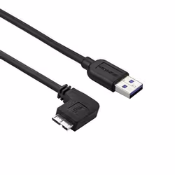 StarTech.com Slim Micro USB 3.0 Cable - M/M - Left-Angle Micro-USB - 1m (3ft), 1 m, USB A, Micro-USB B, USB 3.2 Gen 1 (3.1 Ge ...