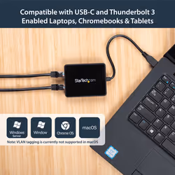 StarTech.com USB-C to Dual Gigabit Ethernet Adapter with USB (Type-A) Port - Additional view 7