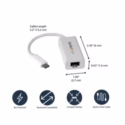 StarTech.com USB-C to Gigabit Network Adapter - White - Additional view 6