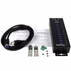 StarTech.com 10-Port Industrial USB 3.0 Hub - ESD and Surge Protection~10-Port USB 3.0 Hub - 5Gbps - Metal Industrial USB-A Hub with ESD & Surge Protection - Din Rail, Wall or Desk Mountable - TAA Compliant USB Expander Hub - Additional view 5