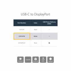 StarTech.com USB C to DisplayPort Adapter - 4K 60Hz/8K 30Hz - USB Type-C to DP 1.4 HBR2 Adapter Dongle - Compact USB-C (DP Alt Mode) Monitor Video Converter - Thunderbolt 3 Compatible - White - Additional view 7