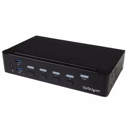 StarTech.com 4-Port DisplayPort KVM Switch - USB 3.0 - 4K 30Hz, 3840 x 2160 pixels, 4K Ultra HD, Rack mounting, 18 W, Black
