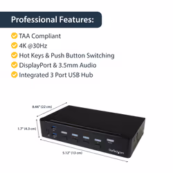 StarTech.com 4-Port DisplayPort KVM Switch - USB 3.0 - 4K 30Hz - Additional view 5