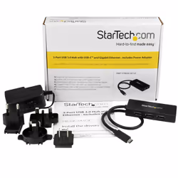 StarTech.com 3-Port USB 3.0 Hub plus Gigabit Ethernet - USB-C - Includes Power Adapter~3-Port USB-C Hub with Gigabit Ethernet - USB-C to 3x USB-A - USB 3.0 (5Gbps) - Includes Power Adapter - Additional view 7