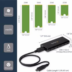 StarTech.com M.2 SSD Enclosure for M.2 SATA SSDs - USB 3.1 (10Gbps) with USB-C Cable - Additional view 7