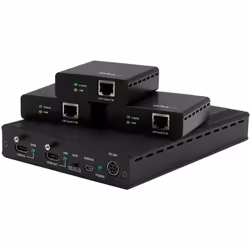 StarTech.com 3-Port HDBaseT Extender Kit with 3 Receivers - 1x3 HDMI over CAT5e Splitter - Up to 4K, 4096 x 2160 pixels, AV t ...