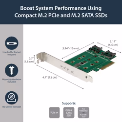 StarTech.com 3-Port M.2 SSD (NGFF) Adapter Card - 1 x PCIe (NVMe) M.2, 2 x SATA III M.2 - PCIe 3.0 - Additional view 7