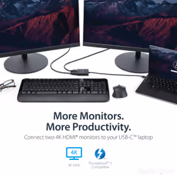 StarTech.com 2-Port Multi Monitor Adapter - USB-C to 2x HDMI Video Splitter - USB Type-C to HDMI MST Hub - Dual 4K 30Hz or 1080p 60Hz - Thunderbolt 3 Compatible - Windows Only - Additional view 7