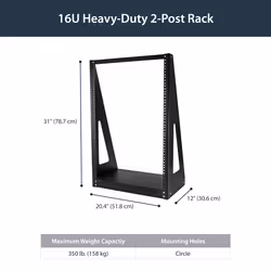 StarTech.com 2-Post 16U Heavy-Duty Desktop Server Rack, Small Open Frame 19in Computer Rack, Compact Network Rack for AV / Studio / Data / IT Equipment, TAA Compliant - Free Standing Two-Post Home/Office Rack - Additional view 7