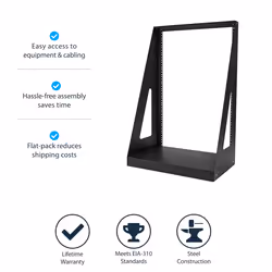 StarTech.com 2-Post 16U Heavy-Duty Desktop Server Rack, Small Open Frame 19in Computer Rack, Compact Network Rack for AV / Studio / Data / IT Equipment, TAA Compliant - Free Standing Two-Post Home/Office Rack - Additional view 8