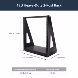 StarTech.com 2-Post 12U Heavy-Duty Desktop Server Rack, Small Open Frame 19in Computer Rack, Compact Network Rack for AV / Studio / Data / IT Equipment, TAA Compliant - Free Standing Two-Post Home/Office Rack - Additional view 7