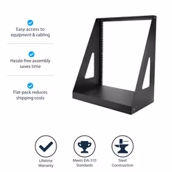 StarTech.com 2-Post 12U Heavy-Duty Desktop Server Rack, Small Open Frame 19in Computer Rack, Compact Network Rack for AV / Studio / Data / IT Equipment, TAA Compliant - Free Standing Two-Post Home/Office Rack - Additional view 8