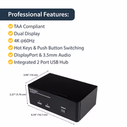 StarTech.com 2-Port DisplayPort Dual-Monitor KVM Switch - 4K 60Hz - Additional view 6