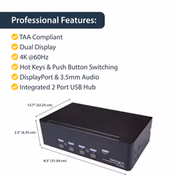 StarTech.com 4-Port Dual DisplayPort KVM Switch - 4K 60Hz - Additional view 7