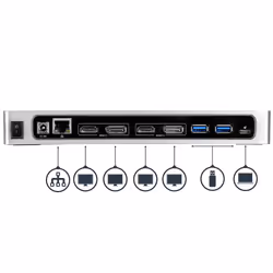 StarTech.com USB-C & USB-A Dock - Dual Monitor 4K 60Hz Dock DisplayPort + HDMI - Hybrid USB 3.0 Docking Station for USB-C or USB-A Laptops - 6x USB Type-A, GbE - USB 3.1 Gen 1 - Mac/Windows - Additional view 4