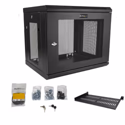 StarTech.com 2-Post 9U Wall Mount Network Cabinet with 1U Shelf, 19" Wall-Mounted Server Rack for Data / Networking / AV / Electronics / Computer Equipment, Small Vented Rack Enclosure - Additional view 7
