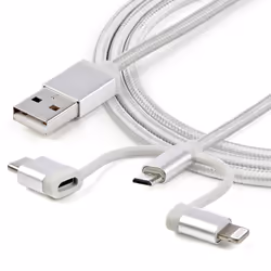 StarTech.com 1 m (3 ft.) USB Multi Charging Cable - USB to Micro-USB or USB-C or Lightning for iPhone / iPad / iPod / Android - Apple MFi Certified - 3 in 1 USB Charger - Braided - Additional view 6