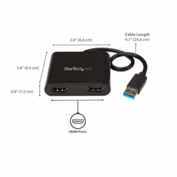 StarTech.com USB 3.0 to Dual HDMI Adapter, USB to 2x HDMI Monitor Converter for Windows (no support for macOS/ChromeOS/Linux) - TAA - Additional view 6