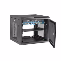 StarTech.com 4-Post 9U Wall Mount Network Cabinet with 1U Shelf, 19" Wall-Mounted Server Rack for Data / AV / Electronics / Computer Equipment, Small Vented Rack Enclosure - Additional view 4