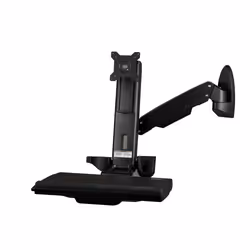 StarTech.com Wall Mount Workstation - Articulating Full Motion Standing Desk with Ergonomic Height Adjustable Monitor & Keyboard Tray Arm - Mouse & Scanner Holders - Single VESA Display - Additional view 5