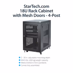 StarTech.com 4-Post 18U Server Rack Cabinet, Lockable 19" Data Rack Cabinet for Computer / AV / IT Equipment, Office / Home Network Rack with Casters & Adjustable Mounting Rails - Additional view 8