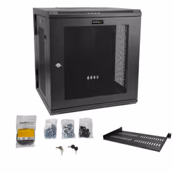 StarTech.com 4-Post 12U Wall Mount Network Cabinet with 1U Shelf, 19" Hinged Wall-Mounted Server Rack for Data / AV / Electronics / Computer Equipment, Flexible Vented Rack Enclosure - Additional view 8