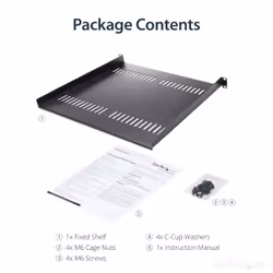 StarTech.com 1U Server Rack Shelf - Universal Vented Rack Mount Cantilever Tray for 19" Network Equipment Rack & Cabinet - Heavy Duty Steel – Weight Capacity 44lb/20kg - 16" Deep Shelf, Black - Additional view 6