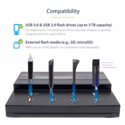 StarTech.com Standalone 1 to 7 USB Thumb Drive Duplicator and Eraser, Multiple USB Flash Drive Copier, System and File and Whole-Drive Copy at 1.5 GB/min, Single and 3-Pass Erase, LCD Display - Additional view 4
