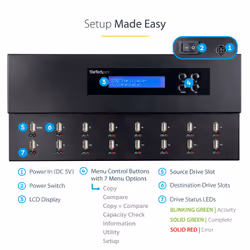 StarTech.com Standalone 1 to 15 USB Thumb Drive Duplicator and Eraser, Multiple USB Flash Drive Copier, System and File and Whole-Drive Copy at 1.5 GB/min, Single and 3-Pass Erase, LCD Display - Additional view 5