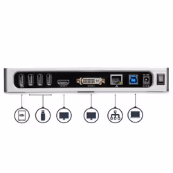 StarTech.com USB 3.0 Docking Station - Dual Monitor Laptop Docking Station with HDMI & DVI/VGA Video - 6-port USB 3.1 Gen 1 5Gbps Hub, GbE, Audio - Universal Type-A Dock - Windows & Mac - Additional view 5