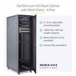 StarTech.com 4-Post 42U Server Rack Cabinet, 19" Data Rack Cabinet for Computer / AV / IT Equipment mount, Rack Server Cabinet with Casters, Full Size Industrial Network Cabinet - Additional view 8