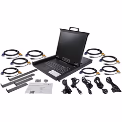 StarTech.com 8 Port Rackmount KVM Console w/ 6ft Cables - Integrated KVM Switch w/ 19" LCD Monitor - Fully Featured 1U LCD KVM Drawer- OSD KVM - Durable 50,000 MTBF - USB + VGA Support - Additional view 6