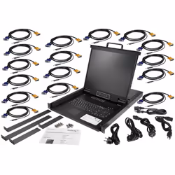 StarTech.com 16 Port Rackmount KVM Console w/ 6ft Cables - Integrated KVM Switch w/ 19" LCD Monitor - Fully Featured 1U LCD KVM Drawer- OSD KVM - Durable 50,000 MTBF - USB + VGA Support - Additional view 5