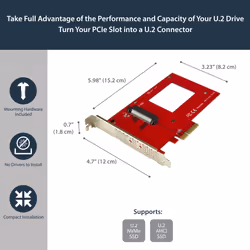 StarTech.com U.2 to PCIe Adapter for 2.5" U.2 NVMe SSD - SFF-8639 - x4 PCI Express 4.0 - Additional view 6