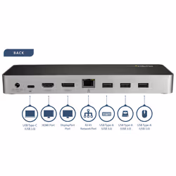 StarTech.com USB C Dock - Dual Monitor HDMI & DisplayPort 4K 30Hz - USB Type-C Laptop Docking Station 60W Power Delivery, SD, 4-port USB-A 3.0 Hub, GbE, Audio - Thunderbolt 3 Compatible - Additional view 5