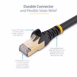 StarTech.com 3m CAT6a Ethernet Cable - 10 Gigabit Shielded Snagless RJ45 100W PoE Patch Cord - 10GbE STP Network Cable w/Strain Relief - Black Fluke Tested/Wiring is UL Certified/TIA - Additional view 6