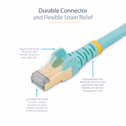 StarTech.com 2m CAT6a Ethernet Cable - 10 Gigabit Shielded Snagless RJ45 100W PoE Patch Cord - 10GbE STP Network Cable w/Strain Relief - Aqua Fluke Tested/Wiring is UL Certified/TIA - Additional view 6
