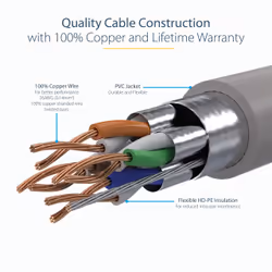 StarTech.com 0.50m CAT6a Ethernet Cable - 10 Gigabit Shielded Snagless RJ45 100W PoE Patch Cord - 10GbE STP Network Cable w/Strain Relief - Grey Fluke Tested/Wiring is UL Certified/TIA - Additional view 7