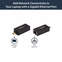 StarTech.com USB C to Gigabit Ethernet Adapter - 1Gbps NIC USB 3.0/USB 3.1 Type C Network Adapter - 1GbE USB-C to RJ45/LAN Port Thunderbolt 3 Compatible Windows MacBook Pro Chromebook - Additional view 5