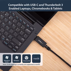 StarTech.com USB C to Gigabit Ethernet Adapter - 1Gbps NIC USB 3.0/USB 3.1 Type C Network Adapter - 1GbE USB-C to RJ45/LAN Port Thunderbolt 3 Compatible Windows MacBook Pro Chromebook - Additional view 6