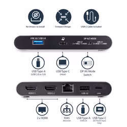 StarTech.com USB C Multiport Adapter, Dual 4K Monitor, USB-C to Dual HDMI Adapter, 2x USB-A Ports, 100W PD 3.0, Gigabit LAN Port - Replaced by 120B-USBC-MULTIPORT - Additional view 8